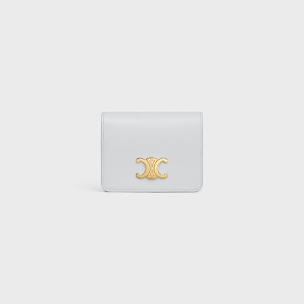 TRIOMPHE COMPACT WALLET IN SHINY CALFSKIN MOON