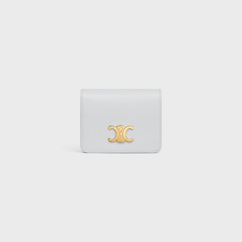 TRIOMPHE COMPACT WALLET IN SHINY CALFSKIN MOON
