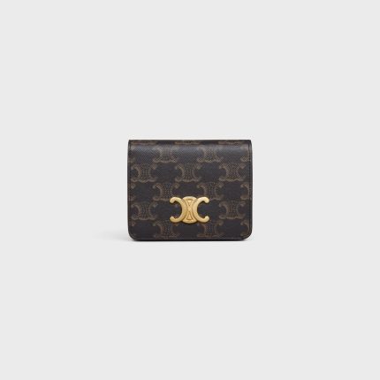TRIOMPHE COMPACT WALLET IN TRIOMPHE CANVAS TAN