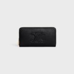 LARGE ZIPPED WALLET CUIR TRIOMPHE IN SMOOTH CALFSKIN BLACK