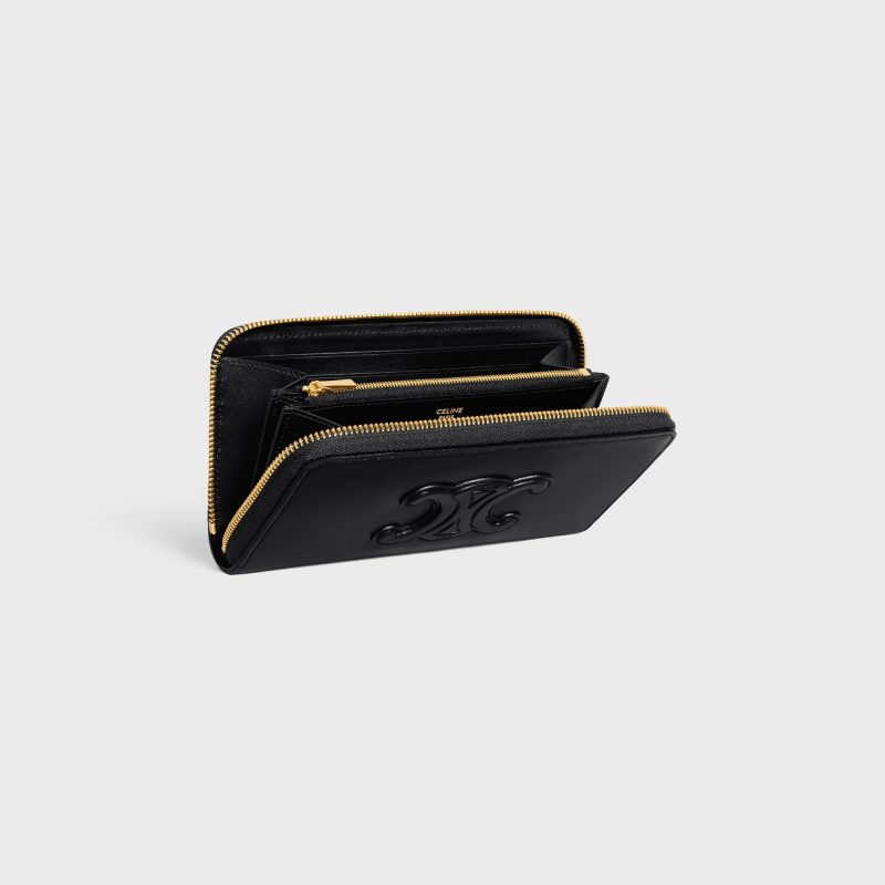 LARGE ZIPPED WALLET CUIR TRIOMPHE IN SMOOTH CALFSKIN BLACK - Image 4