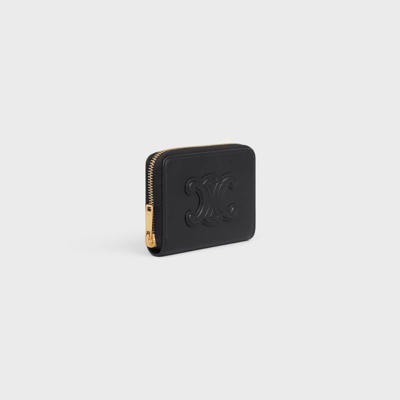 COMPACT ZIPPED WALLET CUIR TRIOMPHE IN SMOOTH CALFSKIN BLACK - Image 2