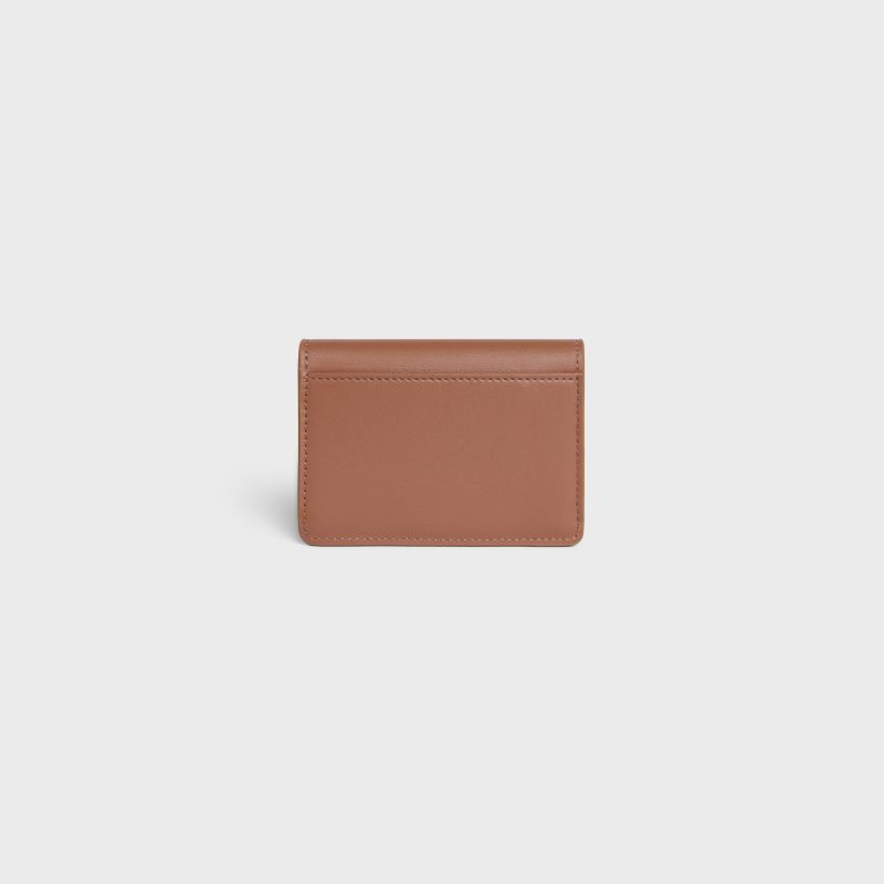 CARD HOLDER WITH FLAP TRIOMPHE IN SHINY CALFSKIN BRONZE - Image 3