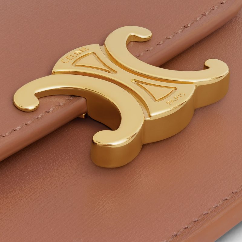 CARD HOLDER WITH FLAP TRIOMPHE IN SHINY CALFSKIN BRONZE - Image 5