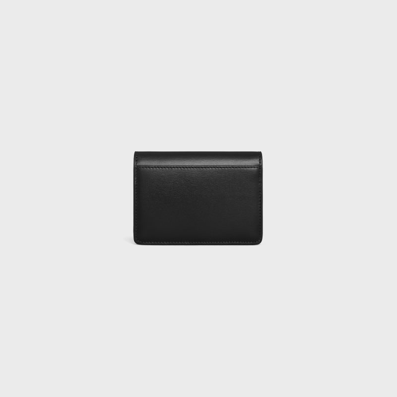 CARD HOLDER WITH FLAP TRIOMPHE IN SHINY CALFSKIN BLACK - Image 3