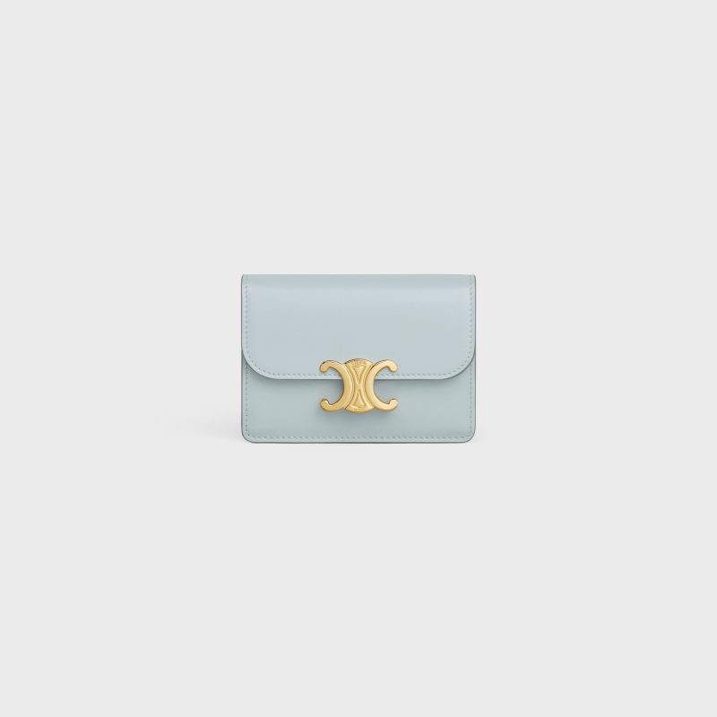 CARD HOLDER WITH FLAP TRIOMPHE IN SHINY CALFSKIN