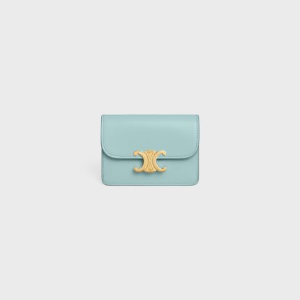 CARD HOLDER WITH FLAP TRIOMPHE IN SHINY CALFSKIN POOL