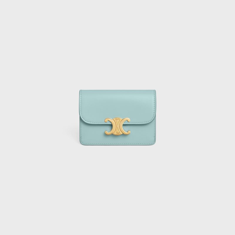 CARD HOLDER WITH FLAP TRIOMPHE IN SHINY CALFSKIN POOL