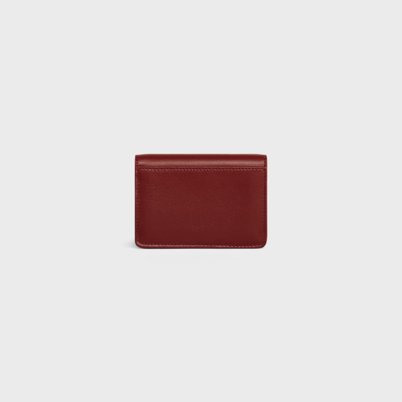 CARD HOLDER WITH FLAP TRIOMPHE IN SHINY CALFSKIN DARK RUBY - Image 3