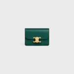 CARD HOLDER WITH FLAP TRIOMPHE IN SHINY CALFSKIN RACING GREEN