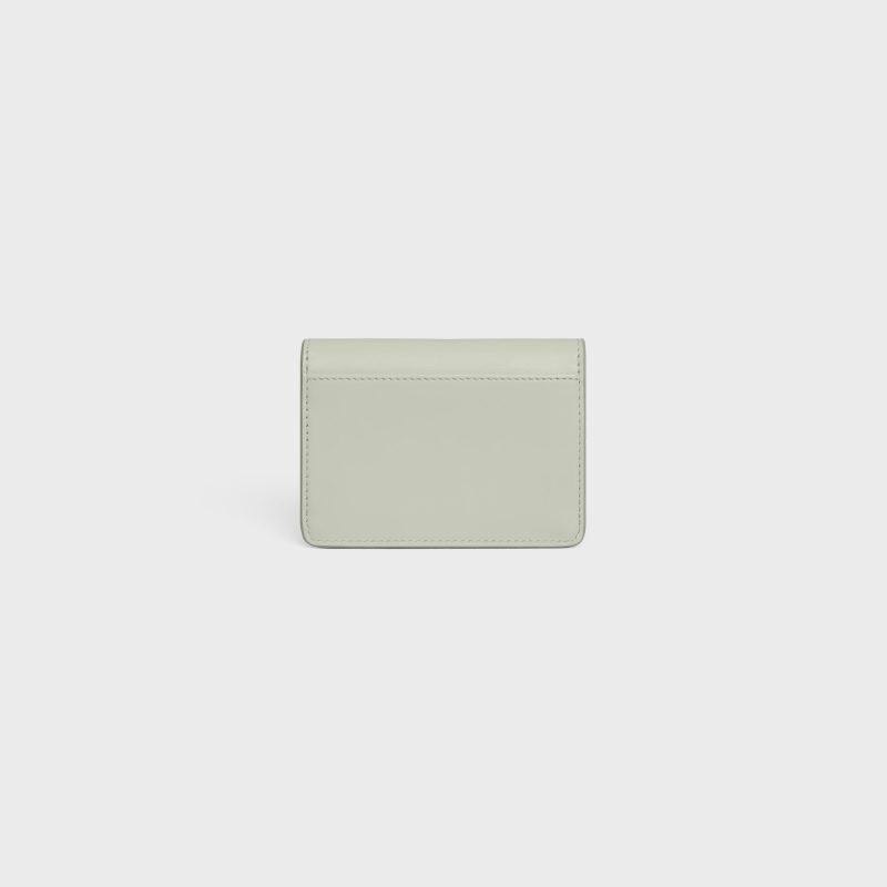 CARD HOLDER WITH FLAP TRIOMPHE IN SHINY CALFSKIN LIGHT CLAY - Image 3
