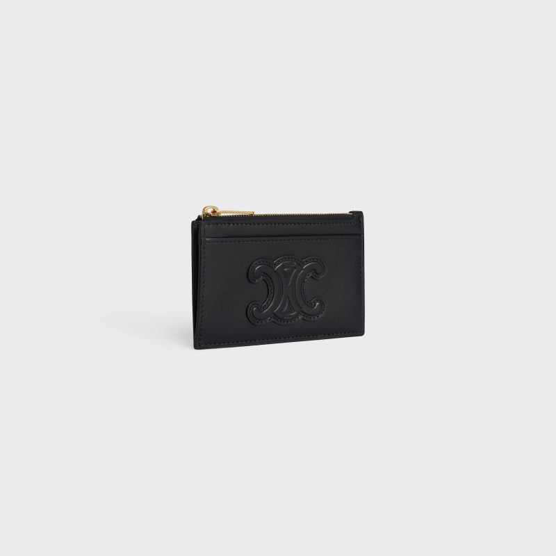 ZIPPED CARD HOLDER CUIR TRIOMPHE IN SHINY CALFSKIN BLACK - Image 2