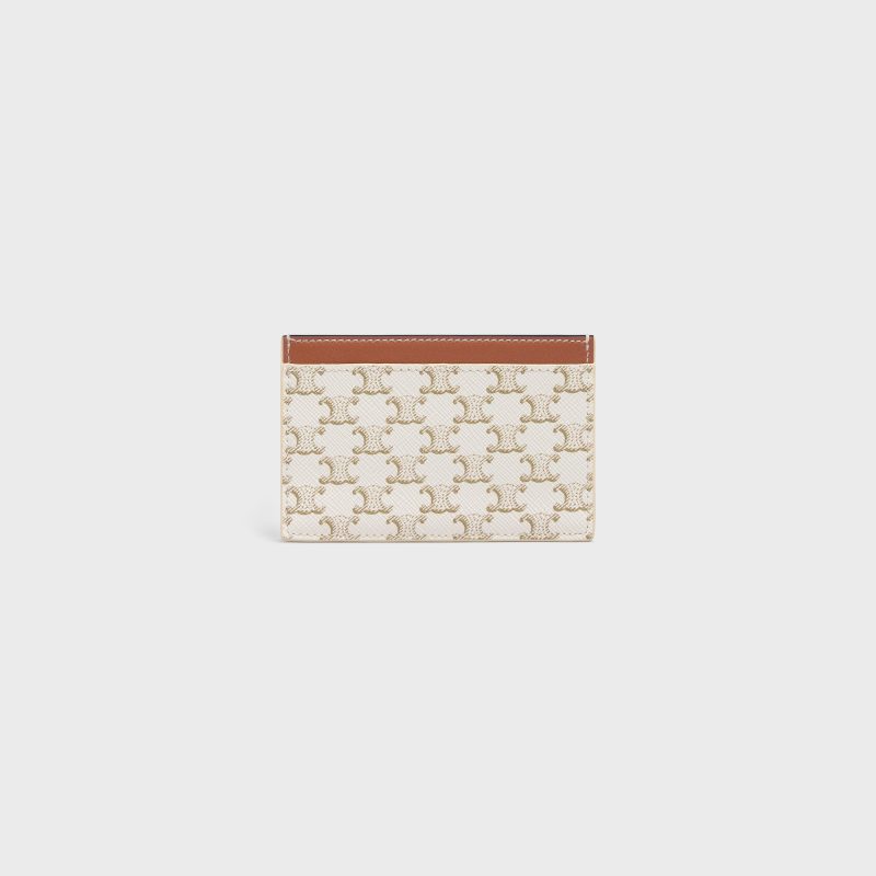 CARD HOLDER IN TRIOMPHE CANVAS WITH CELINE PRINT WHITE/TAN - Image 3
