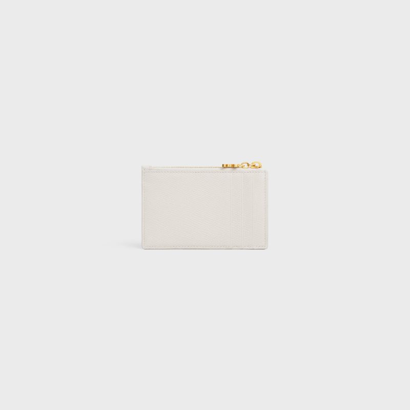 ZIPPED CARD HOLDER TRIOMPHE CHARMS IN GRAINED CALFSKIN RICE - Image 3