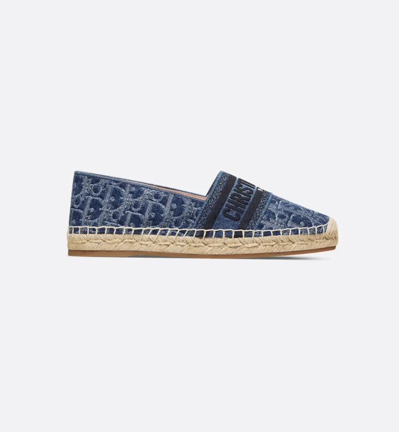 Blue Stonewashed-Effect Cotton Denim Embroidered with Dior Oblique Motif - Image 2