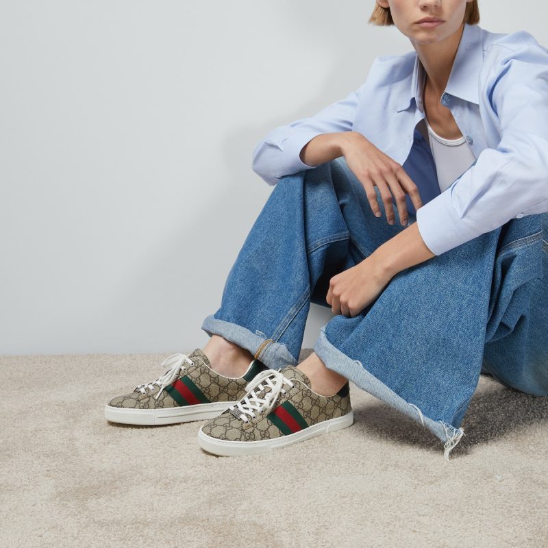 Womens Gucci Ace sneaker with Web - Image 2