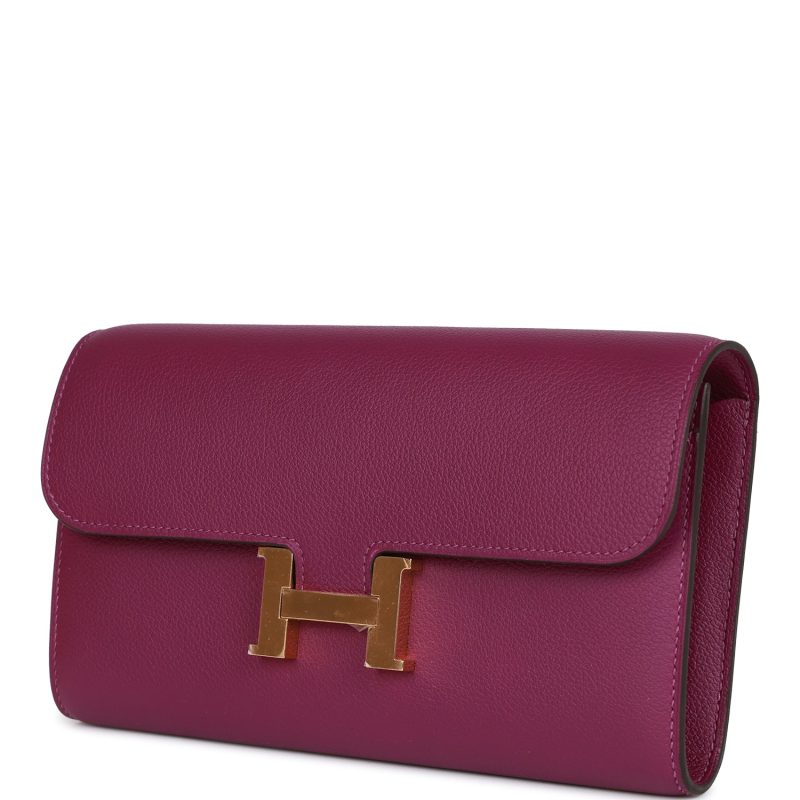 Hermes Constance Wallet To Go Anemone Evercolor Gold Hardware - Image 3