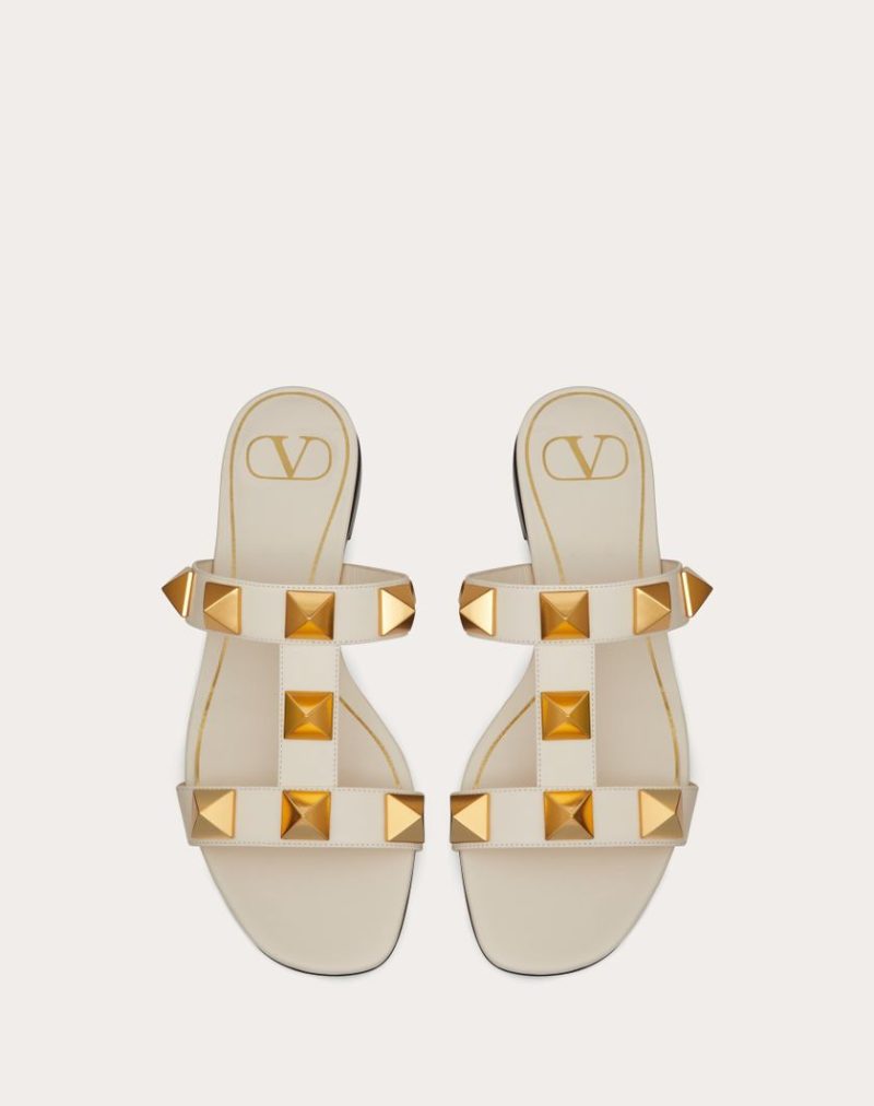FLAT ROMAN STUD CALFSKIN SLIDE SANDAL - Image 4