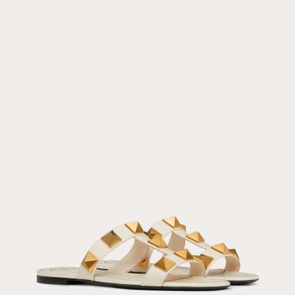 FLAT ROMAN STUD CALFSKIN SLIDE SANDAL