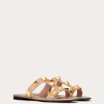 FLAT ROMAN STUD CALFSKIN SLIDE SANDAL