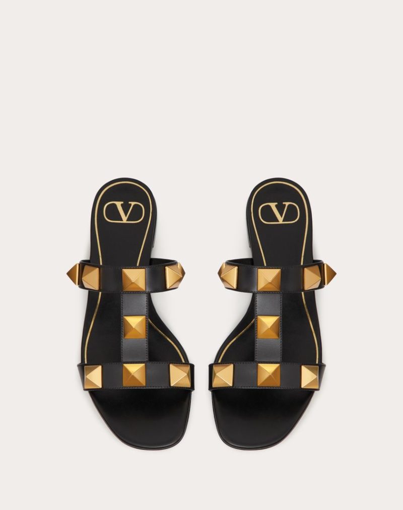 FLAT ROMAN STUD CALFSKIN SLIDE SANDAL - Image 4