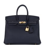 Hermes Birkin 25 Bleu Nuit Togo Gold Hardware