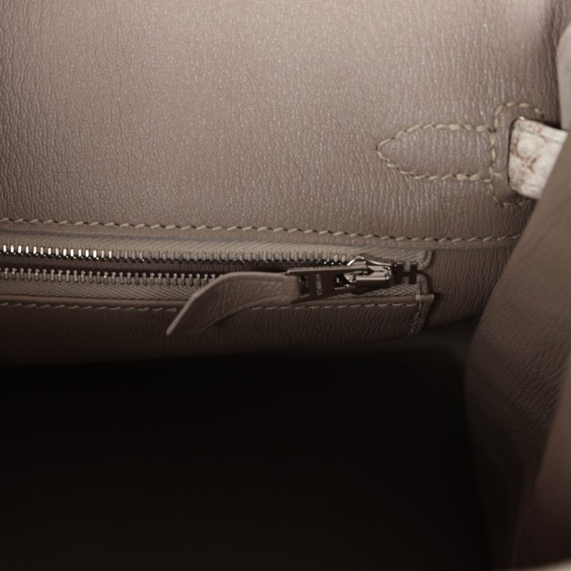 Hermes Birkin 25 Himalaya Niloticus Crocodile Palladium Hardware - Image 8