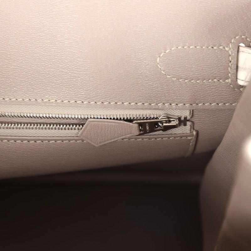 Hermes Birkin 30 Himalaya Niloticus Crocodile Palladium Hardware - Image 8