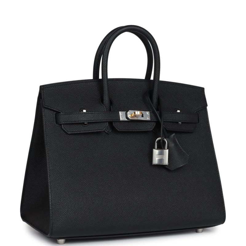 Hermes Birkin Sellier 25 Black Epsom Electrum Hardware - Image 2