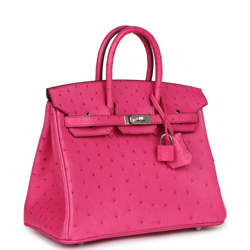Hermes Birkin 25 Rose Tyrien Ostrich Palladium Hardware - Image 2