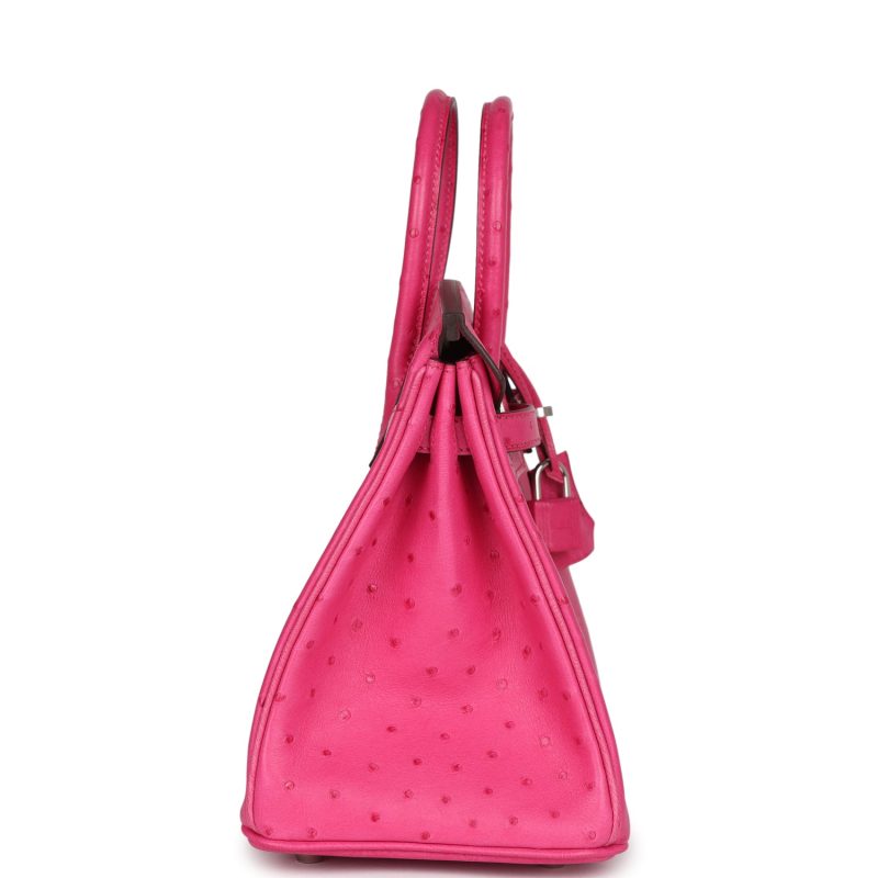Hermes Birkin 25 Rose Tyrien Ostrich Palladium Hardware - Image 3
