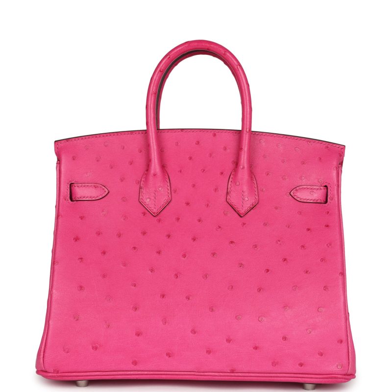 Hermes Birkin 25 Rose Tyrien Ostrich Palladium Hardware - Image 4