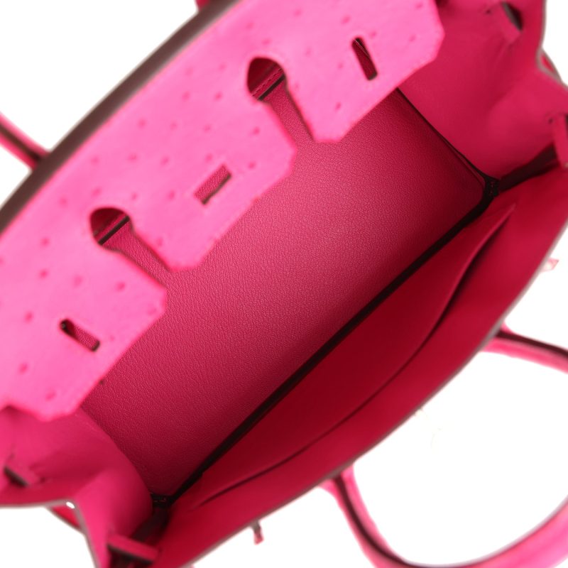 Hermes Birkin 25 Rose Tyrien Ostrich Palladium Hardware - Image 7