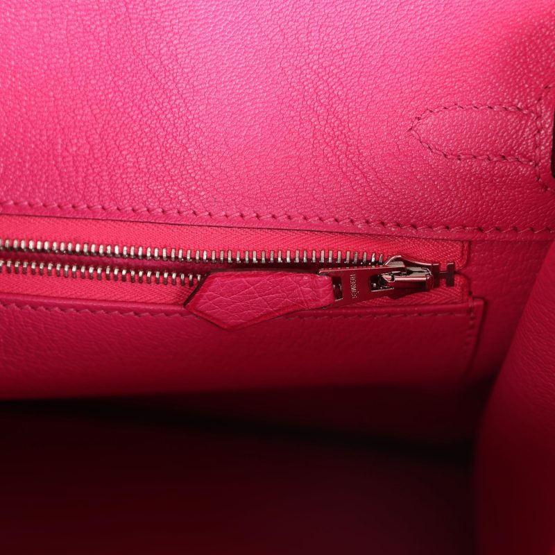 Hermes Birkin 25 Rose Tyrien Ostrich Palladium Hardware - Image 8