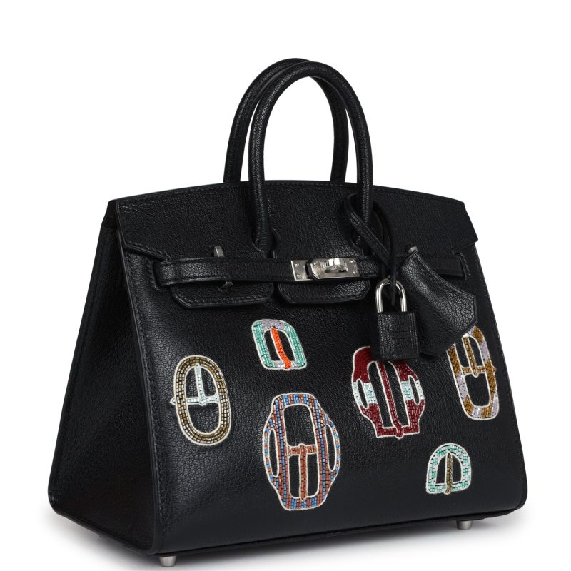 Hermes Birkin Sellier 20 “Bouclerie Moderne Casaque” Black Chevre Chamkila Palladium Hardware - Image 2