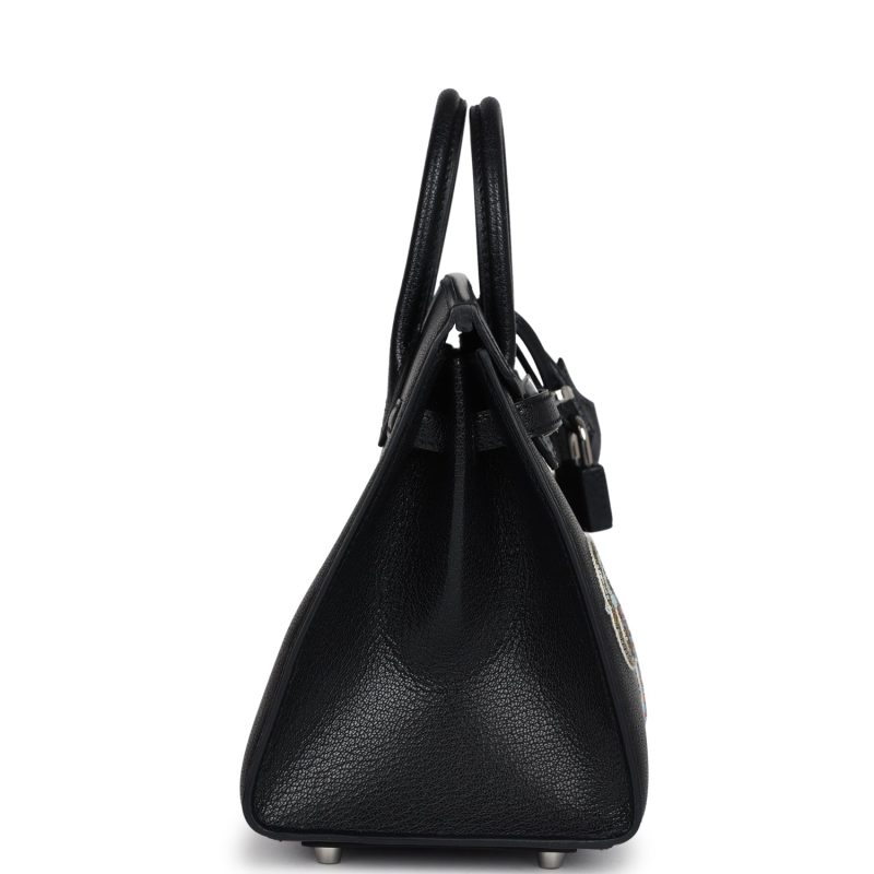 Hermes Birkin Sellier 20 “Bouclerie Moderne Casaque” Black Chevre Chamkila Palladium Hardware - Image 3