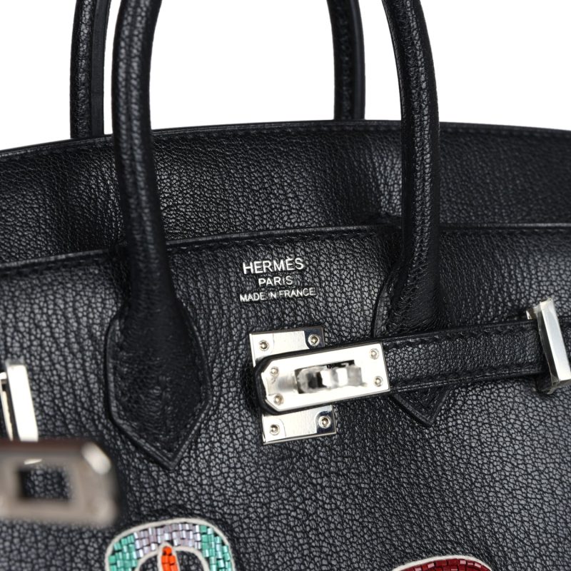 Hermes Birkin Sellier 20 “Bouclerie Moderne Casaque” Black Chevre Chamkila Palladium Hardware - Image 6
