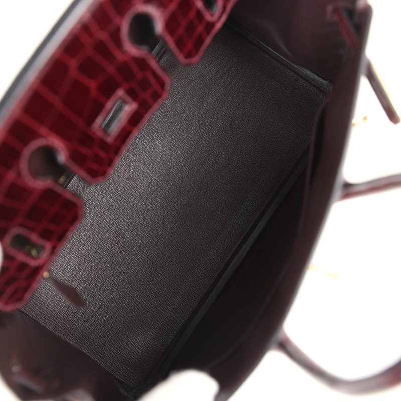 Hermes Birkin 25 Bordeaux Shiny Niloticus Crocodile Gold Hardware - Image 7