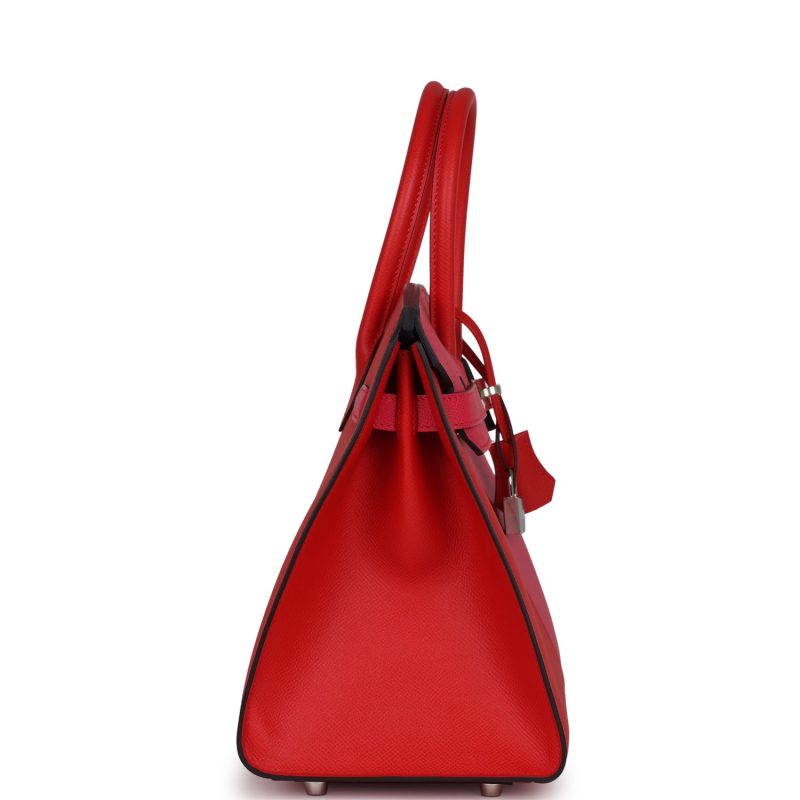 Hermes Casaque Birkin Sellier 30 Rouge De Coeur and Rose Extreme Epsom Palladium Hardware - Image 3