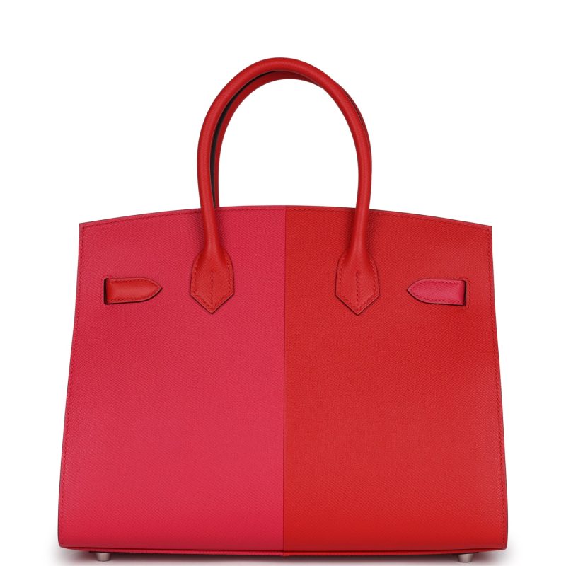 Hermes Casaque Birkin Sellier 30 Rouge De Coeur and Rose Extreme Epsom Palladium Hardware - Image 4