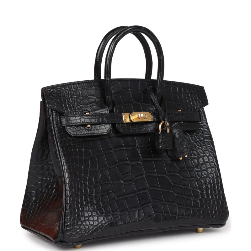 Hermes Birkin 25 Black Matte Alligator Gold Hardware - Image 2