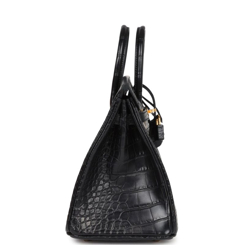 Hermes Birkin 25 Black Matte Alligator Gold Hardware - Image 3