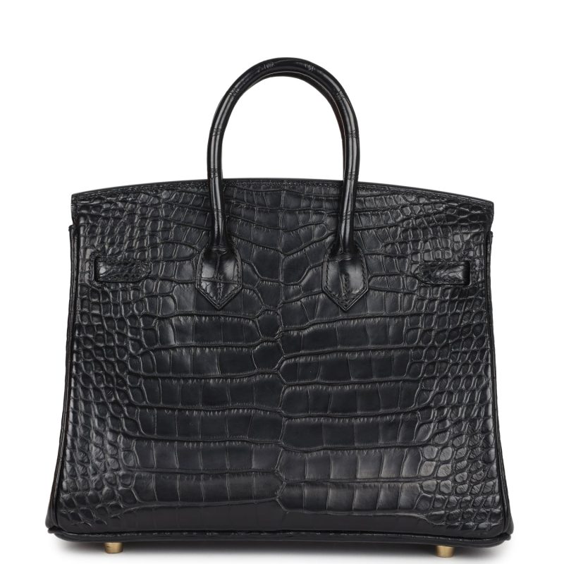 Hermes Birkin 25 Black Matte Alligator Gold Hardware - Image 4