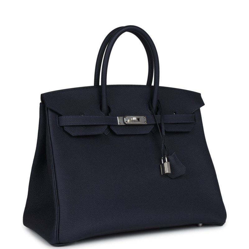 Hermes Birkin 35 Bleu Nuit Togo Palladium Hardware - Image 2