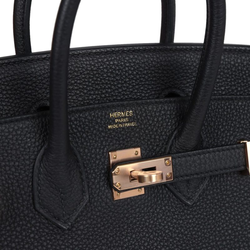 Hermes Birkin 25 Black Togo Rose Gold Hardware - Image 6