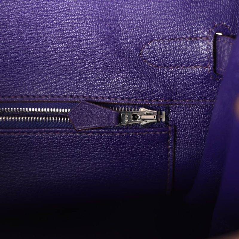 Hermes Birkin 30 Iris Clemence Palladium Hardware - Image 8