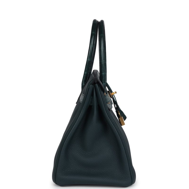 Hermes Birkin 30 Vert Cypress Togo and Matte Alligator Touch Gold Hardware - Image 3