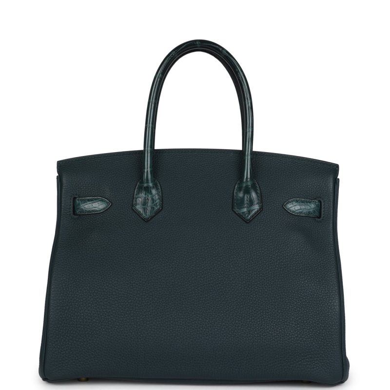 Hermes Birkin 30 Vert Cypress Togo and Matte Alligator Touch Gold Hardware - Image 4