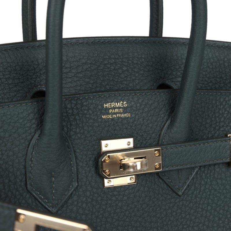 Hermes Birkin 25 Vert Mangrove Togo Permabrass Hardware - Image 6