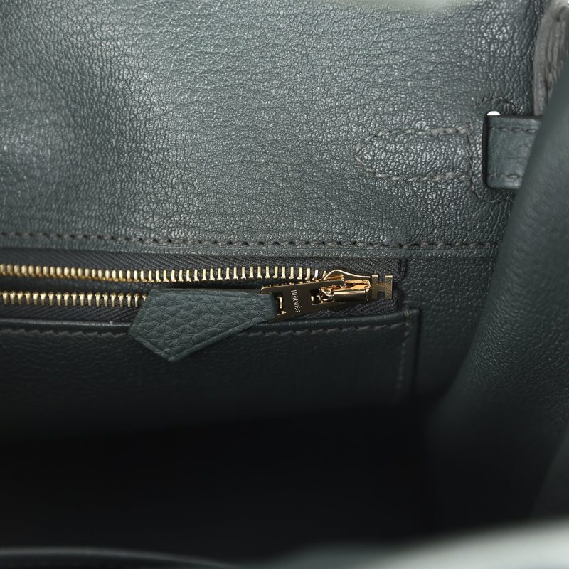 Hermes Birkin 25 Vert Mangrove Togo Permabrass Hardware - Image 8